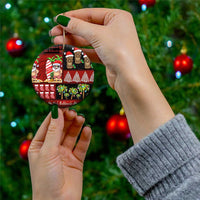 Hawaiian Christmas Ceramic Ornament - Mele Kalikimaka Island Holiday Vibes - Black Red