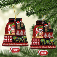 Hawaiian Christmas Ceramic Ornament - Mele Kalikimaka Island Holiday Vibes - Black Red