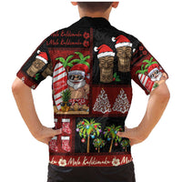 Hawaiian Christmas Family Matching Mermaid Dress and Hawaiian Shirt - Mele Kalikimaka Island Holiday Vibes - Black Red LT03 - Polynesian Pride