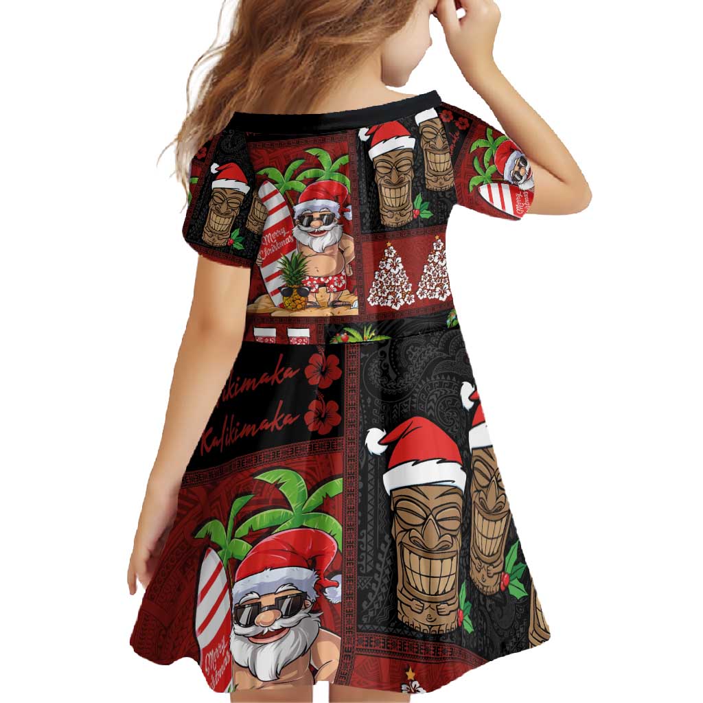 Hawaiian Christmas Family Matching Mermaid Dress and Hawaiian Shirt - Mele Kalikimaka Island Holiday Vibes - Black Red LT03 - Polynesian Pride