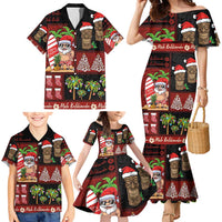 Hawaiian Christmas Family Matching Mermaid Dress and Hawaiian Shirt - Mele Kalikimaka Island Holiday Vibes - Black Red LT03 - Polynesian Pride