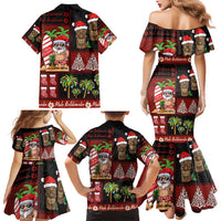 Hawaiian Christmas Family Matching Mermaid Dress and Hawaiian Shirt - Mele Kalikimaka Island Holiday Vibes - Black Red LT03 - Polynesian Pride