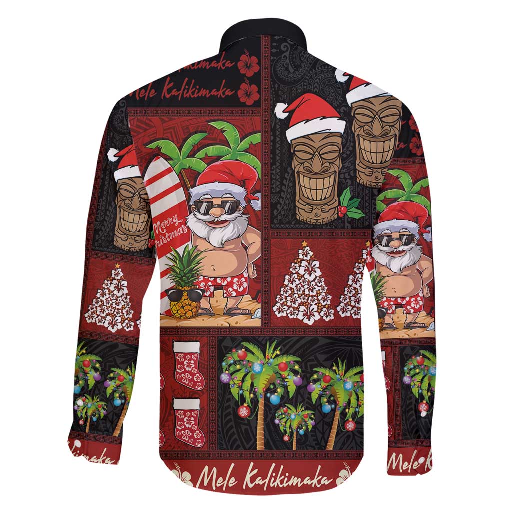 Hawaiian Christmas Family Matching Mermaid Dress and Hawaiian Shirt - Mele Kalikimaka Island Holiday Vibes - Black Red LT03 - Polynesian Pride
