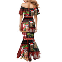 Hawaiian Christmas Family Matching Mermaid Dress and Hawaiian Shirt - Mele Kalikimaka Island Holiday Vibes - Black Red LT03 - Polynesian Pride