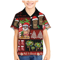 Hawaiian Christmas Family Matching Mermaid Dress and Hawaiian Shirt - Mele Kalikimaka Island Holiday Vibes - Black Red LT03 Son's Shirt Black - Red - Polynesian Pride