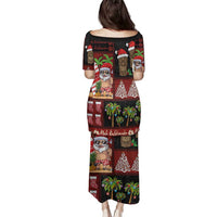 Hawaiian Christmas Family Matching Puletasi and Hawaiian Shirt - Mele Kalikimaka Island Holiday Vibes - Black Red LT03 - Polynesian Pride