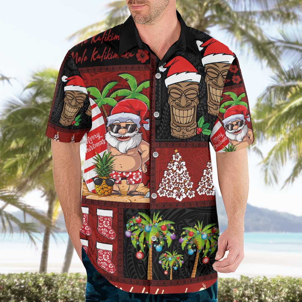 Hawaiian Christmas Hawaiian Shirt - Mele Kalikimaka Island Holiday Vibes - Black Red LT03 - Polynesian Pride