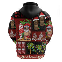Hawaiian Christmas Hoodie - Mele Kalikimaka Island Holiday Vibes - Black Red LT03 - Polynesian Pride