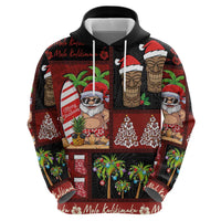 Hawaiian Christmas Hoodie - Mele Kalikimaka Island Holiday Vibes - Black Red LT03 - Polynesian Pride