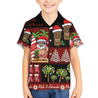Hawaiian Christmas Kid Hawaiian Shirt - Mele Kalikimaka Island Holiday Vibes - Black Red LT03 Kid Black - Red - Polynesian Pride