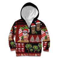 Hawaiian Christmas Kid Hoodie - Mele Kalikimaka Island Holiday Vibes - Black Red LT03 Zip Hoodie Black - Red - Polynesian Pride