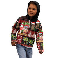 Hawaiian Christmas Kid Hoodie - Mele Kalikimaka Island Holiday Vibes - Black Red LT03 - Polynesian Pride