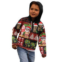 Hawaiian Christmas Kid Hoodie - Mele Kalikimaka Island Holiday Vibes - Black Red LT03 - Polynesian Pride