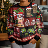 Hawaiian Christmas Kid Ugly Christmas Sweater - Mele Kalikimaka Island Holiday Vibes - Black Red LT03 - Polynesian Pride