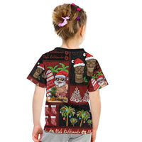 Hawaiian Christmas Kid T Shirt - Mele Kalikimaka Island Holiday Vibes - Black Red LT03 - Polynesian Pride