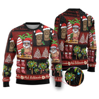 Hawaiian Christmas Ugly Christmas Sweater - Mele Kalikimaka Island Holiday Vibes - Black Red LT03 Black - Red - Polynesian Pride