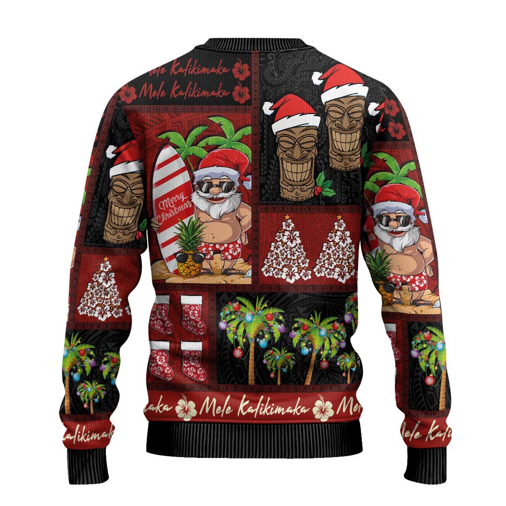 Hawaiian Christmas Ugly Christmas Sweater - Mele Kalikimaka Island Holiday Vibes - Black Red LT03 - Polynesian Pride