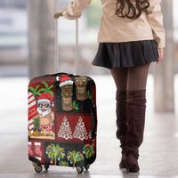 Hawaiian Christmas Luggage Cover - Mele Kalikimaka Island Holiday Vibes - Black Red LT03 - Polynesian Pride