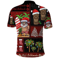 Hawaiian Christmas Polo Shirt - Mele Kalikimaka Island Holiday Vibes - Black Red LT03 - Polynesian Pride