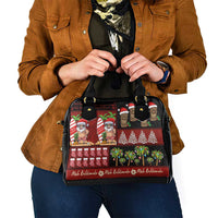 Hawaiian Christmas Shoulder Handbag - Mele Kalikimaka Island Holiday Vibes - Black Red