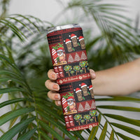 Hawaiian Christmas Skinny Tumbler - Mele Kalikimaka Island Holiday Vibes - Black Red LT03 - Polynesian Pride