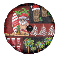 Hawaiian Christmas Spare Tire Cover - Mele Kalikimaka Island Holiday Vibes - Black Red LT03 - Polynesian Pride