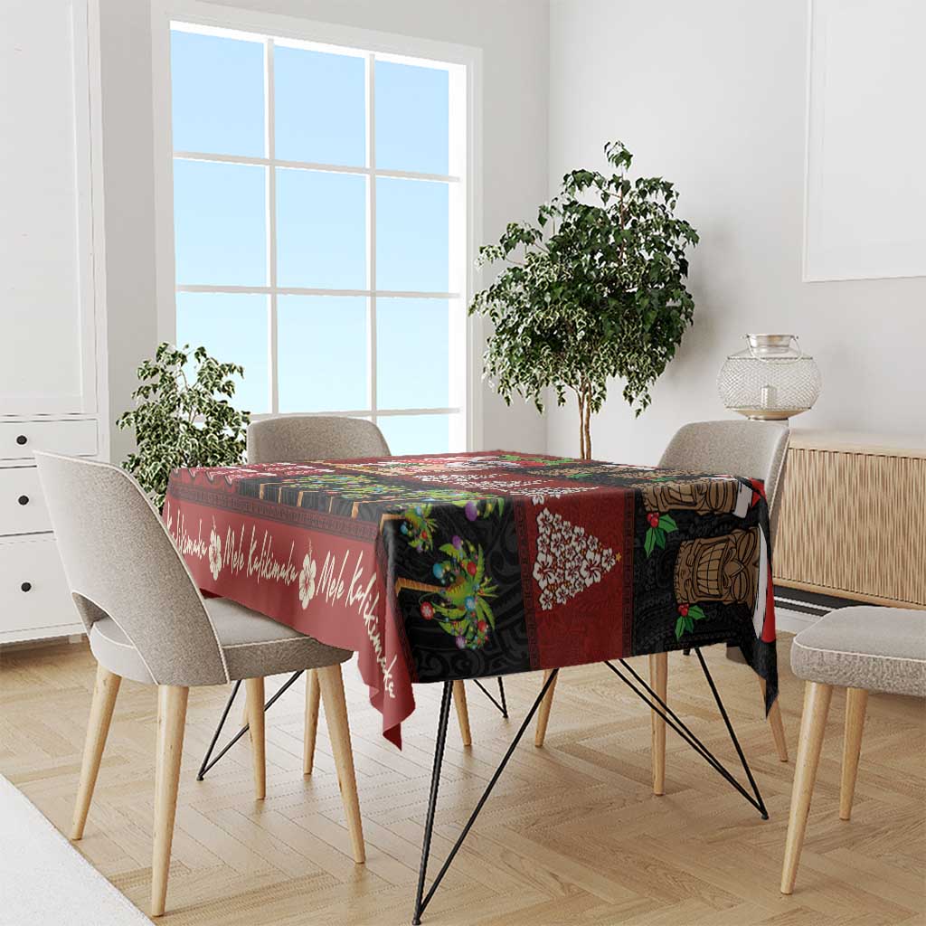 Hawaiian Christmas Tablecloth - Mele Kalikimaka Island Holiday Vibes - Black Red LT03 - Polynesian Pride