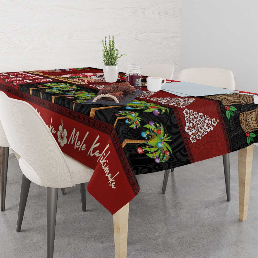 Hawaiian Christmas Tablecloth - Mele Kalikimaka Island Holiday Vibes - Black Red LT03 - Polynesian Pride