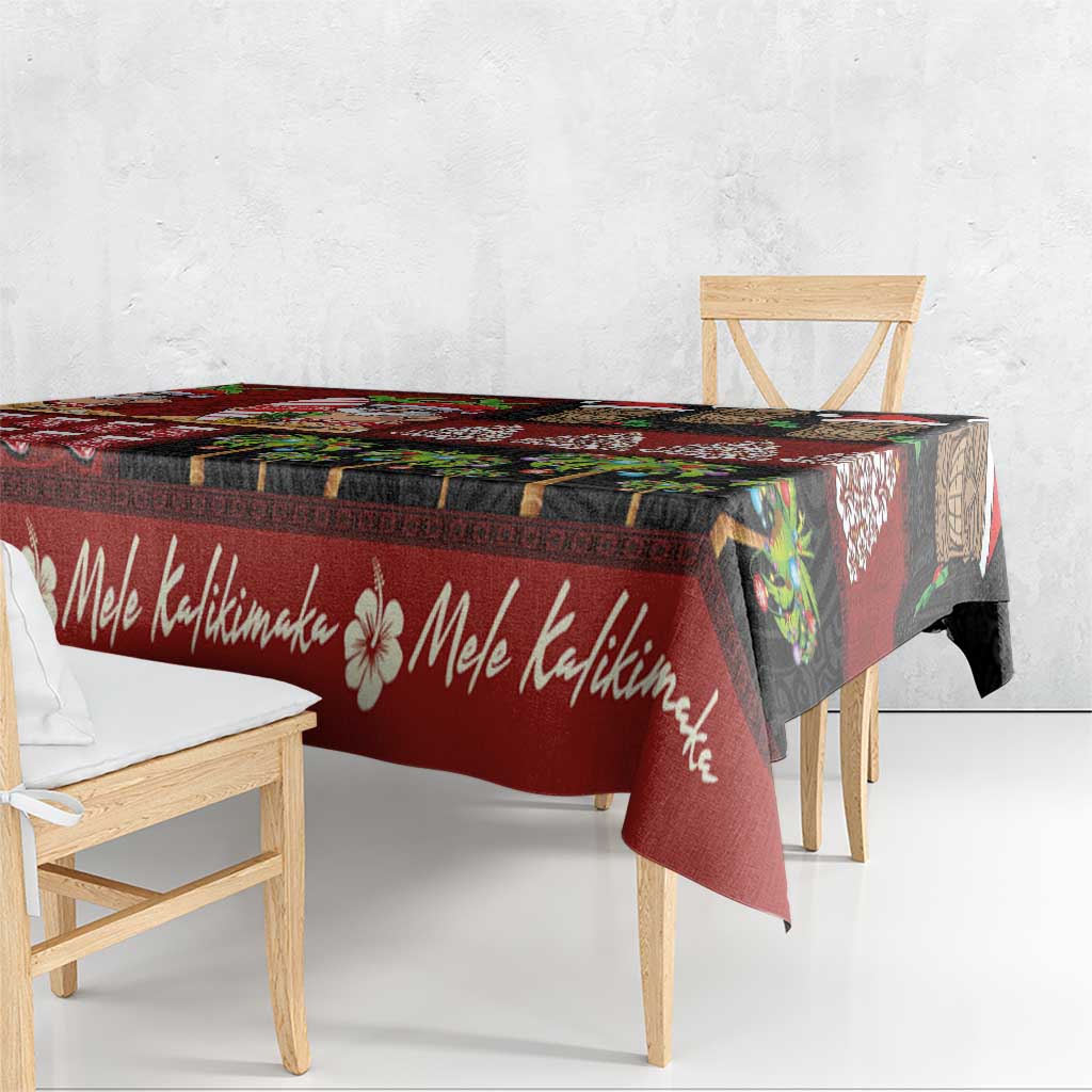 Hawaiian Christmas Tablecloth - Mele Kalikimaka Island Holiday Vibes - Black Red LT03 - Polynesian Pride