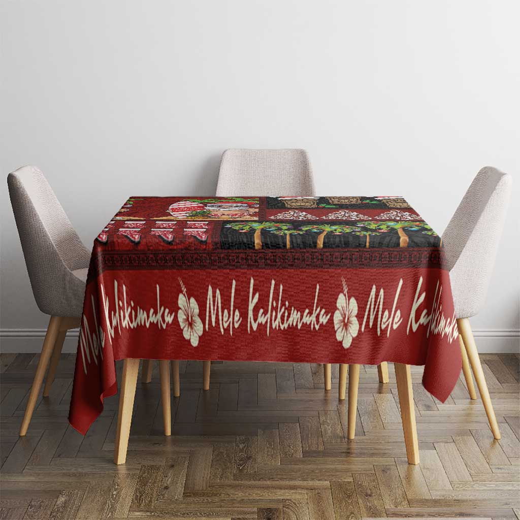 Hawaiian Christmas Tablecloth - Mele Kalikimaka Island Holiday Vibes - Black Red LT03 - Polynesian Pride