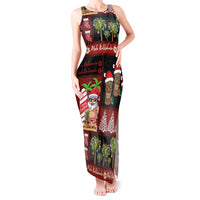 Hawaiian Christmas Tank Maxi Dress - Mele Kalikimaka Island Holiday Vibes - Black Red LT03 Women Black - Red - Polynesian Pride