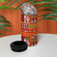 Hawaiian Christmas 4 in 1 Can Cooler Tumbler - Mele Kalikimaka Island Holiday Vibes - Red Orange LT03 - Polynesian Pride