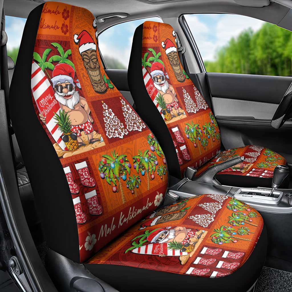 Hawaiian Christmas Car Seat Cover - Mele Kalikimaka Island Holiday Vibes - Red Orange LT03 - Polynesian Pride