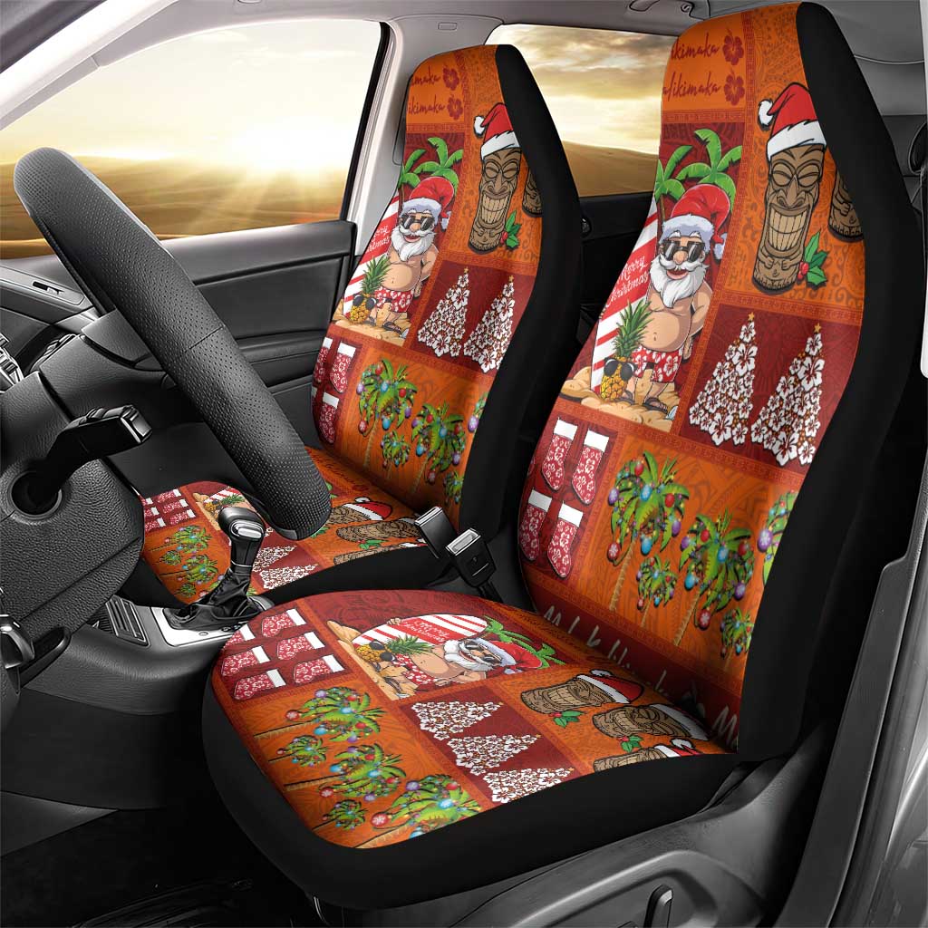 Hawaiian Christmas Car Seat Cover - Mele Kalikimaka Island Holiday Vibes - Red Orange LT03 - Polynesian Pride