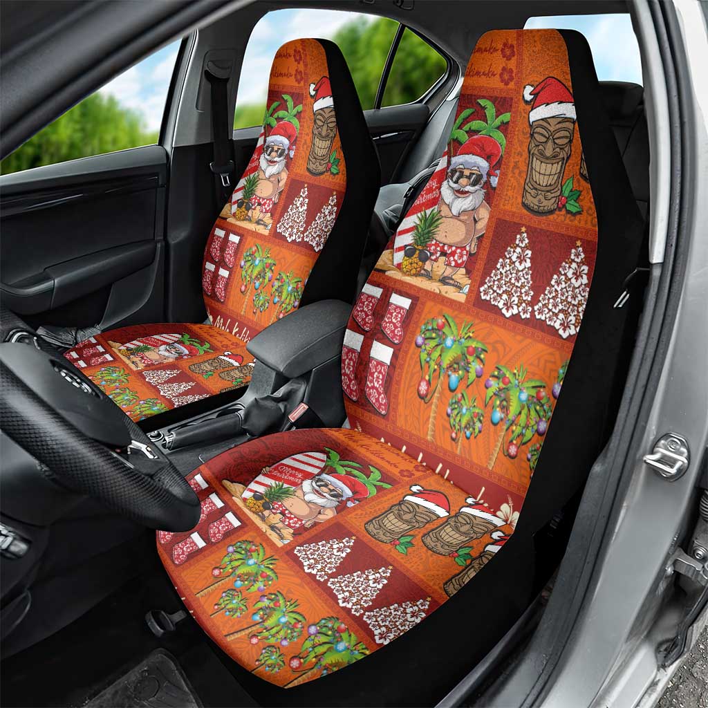 Hawaiian Christmas Car Seat Cover - Mele Kalikimaka Island Holiday Vibes - Red Orange LT03 - Polynesian Pride