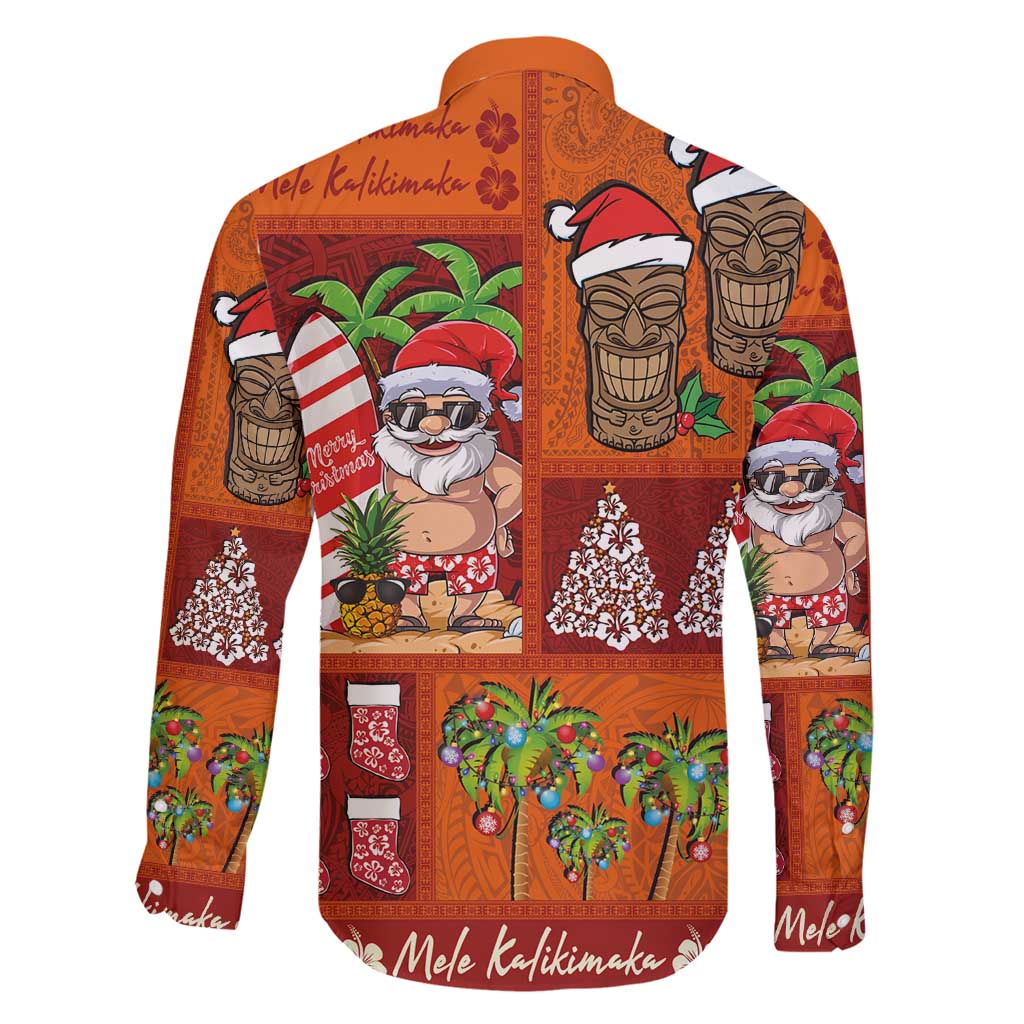 Hawaiian Christmas Family Matching Off Shoulder Maxi Dress and Hawaiian Shirt - Mele Kalikimaka Island Holiday Vibes - Red Orange LT03 - Polynesian Pride