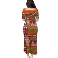 Hawaiian Christmas Family Matching Puletasi and Hawaiian Shirt - Mele Kalikimaka Island Holiday Vibes - Red Orange LT03 - Polynesian Pride