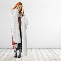 Hawaiian Christmas Hooded Blanket - Mele Kalikimaka Island Holiday Vibes - Red Orange