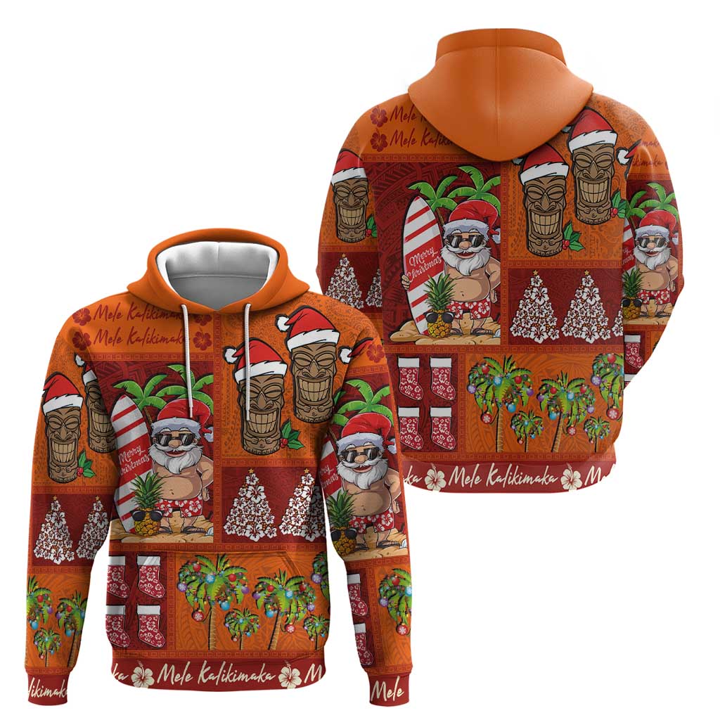 Hawaiian Christmas Hoodie - Mele Kalikimaka Island Holiday Vibes - Red Orange LT03 - Polynesian Pride