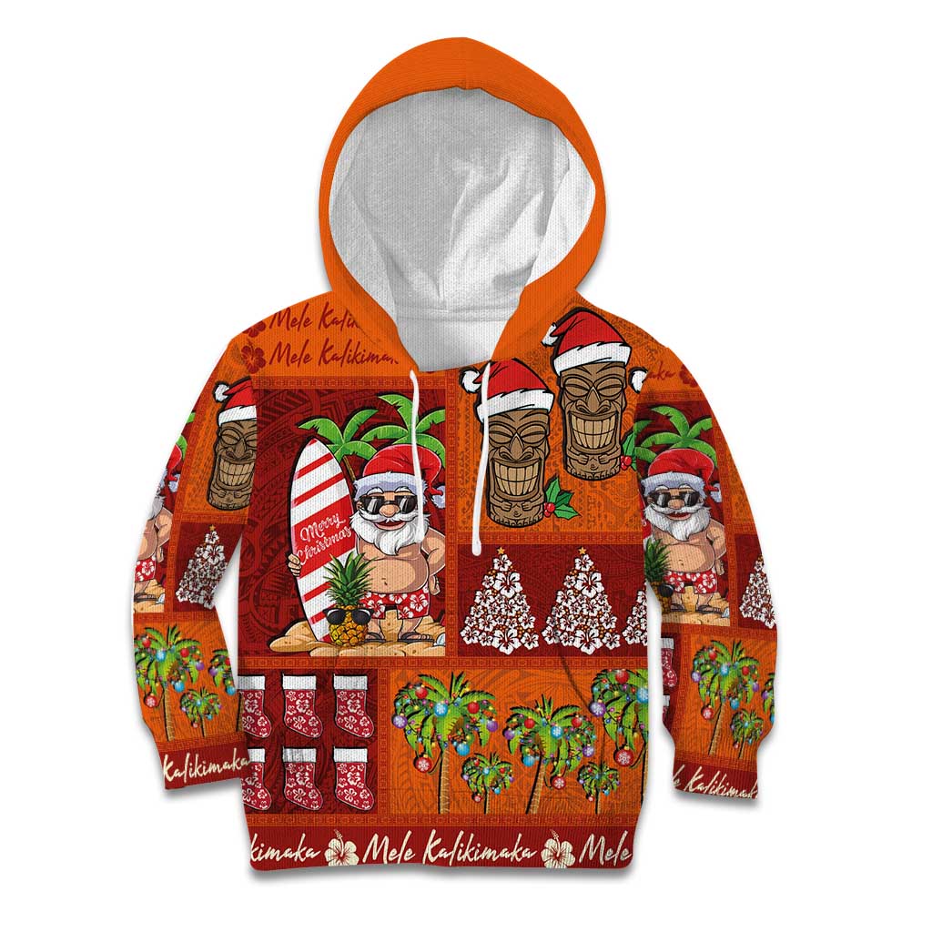 Hawaiian Christmas Kid Hoodie - Mele Kalikimaka Island Holiday Vibes - Red Orange LT03 Hoodie Red - Orange - Polynesian Pride