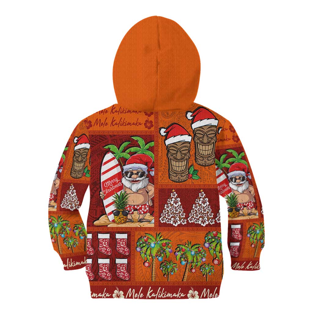 Hawaiian Christmas Kid Hoodie - Mele Kalikimaka Island Holiday Vibes - Red Orange LT03 - Polynesian Pride
