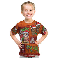 Hawaiian Christmas Kid T Shirt - Mele Kalikimaka Island Holiday Vibes - Red Orange LT03 Red - Orange - Polynesian Pride