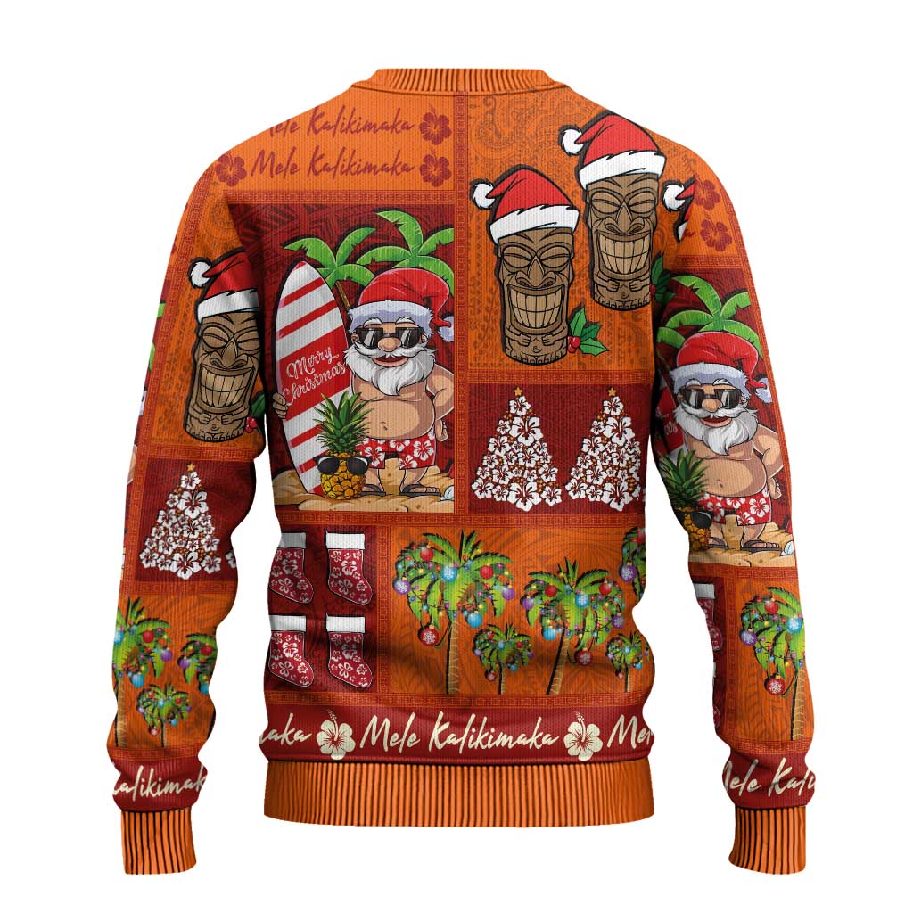 Hawaiian Christmas Ugly Christmas Sweater - Mele Kalikimaka Island Holiday Vibes - Red Orange LT03 - Polynesian Pride