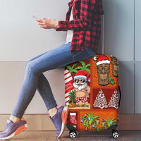 Hawaiian Christmas Luggage Cover - Mele Kalikimaka Island Holiday Vibes - Red Orange LT03 - Polynesian Pride