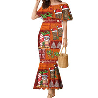 Hawaiian Christmas Mermaid Dress - Mele Kalikimaka Island Holiday Vibes - Red Orange LT03 Women Red - Orange - Polynesian Pride