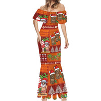 Hawaiian Christmas Mermaid Dress - Mele Kalikimaka Island Holiday Vibes - Red Orange LT03 - Polynesian Pride