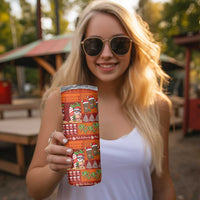 Hawaiian Christmas Skinny Tumbler - Mele Kalikimaka Island Holiday Vibes - Red Orange LT03 - Polynesian Pride