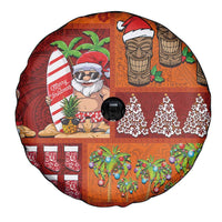 Hawaiian Christmas Spare Tire Cover - Mele Kalikimaka Island Holiday Vibes - Red Orange LT03 - Polynesian Pride