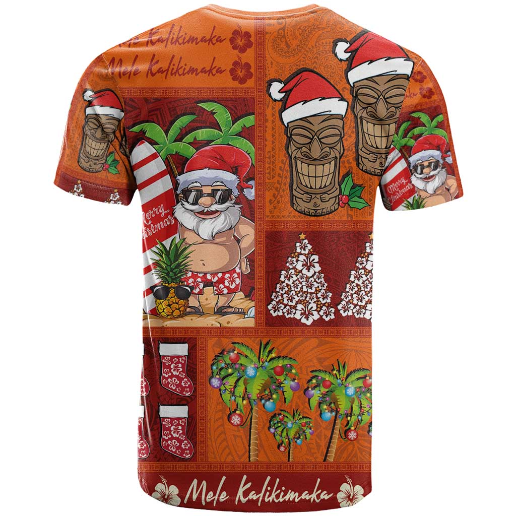 Hawaiian Christmas T Shirt - Mele Kalikimaka Island Holiday Vibes - Red Orange LT03 - Polynesian Pride
