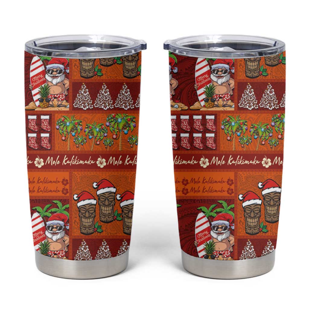 Hawaiian Christmas Tumbler Cup - Mele Kalikimaka Island Holiday Vibes - Red Orange LT03 Red - Orange - Polynesian Pride